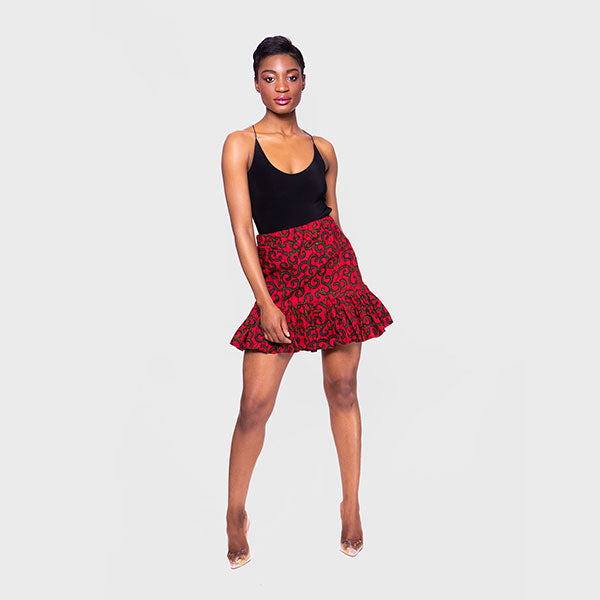 African Print Nneka Frill Hem Skirt