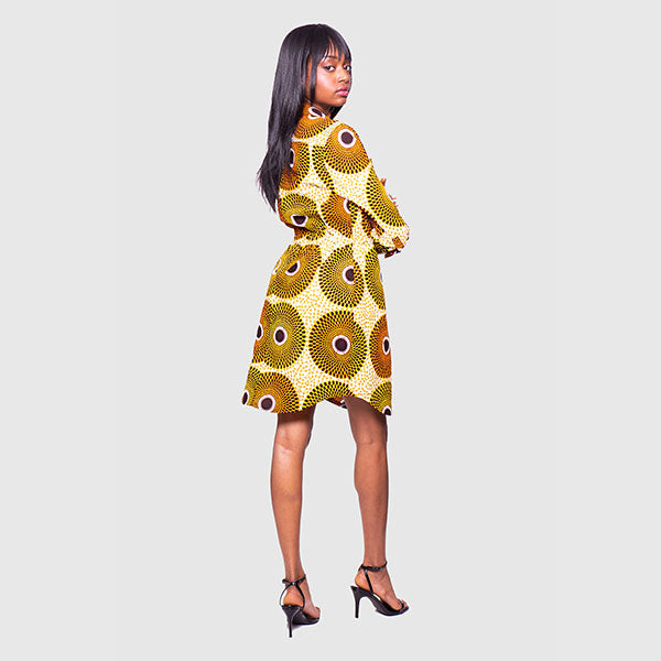 African Print Nia Tie Shirt Dress
