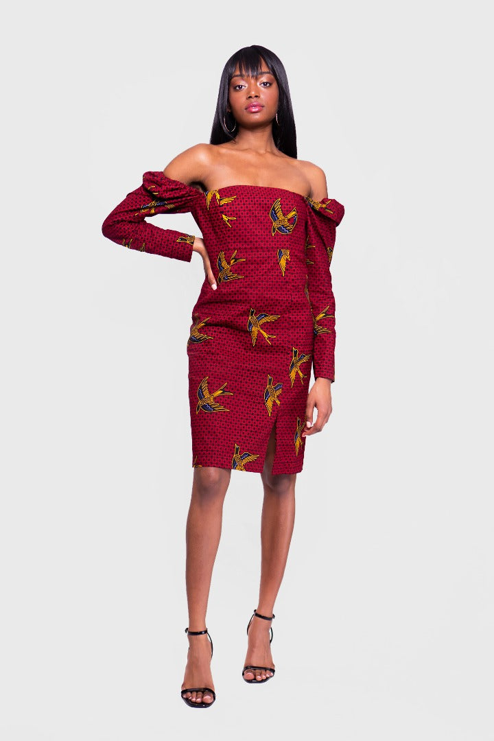 African Print Nora Puff Sleeve Midi Dress
