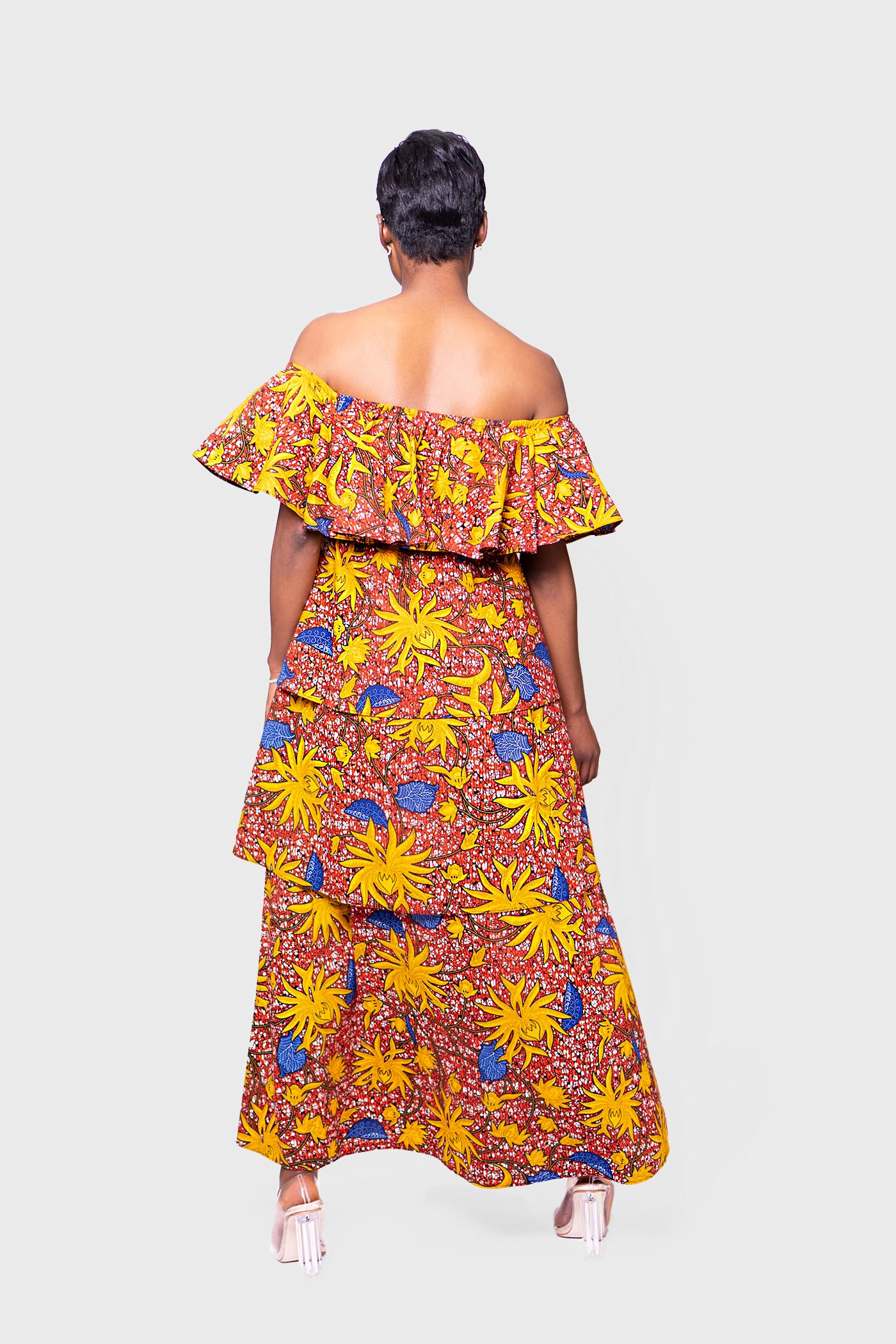 African Print Adanna Tiered Frill Maxi Dress