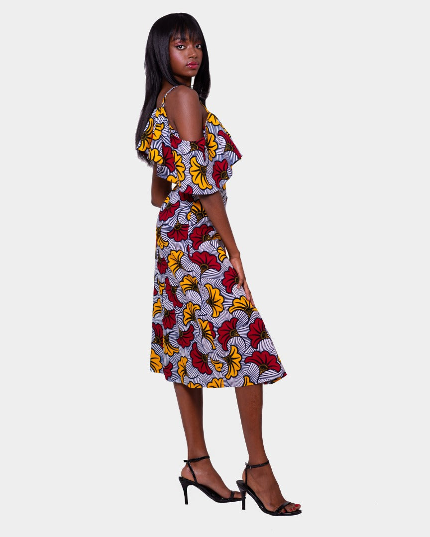 African Print Monifa Wrap Midi Dress