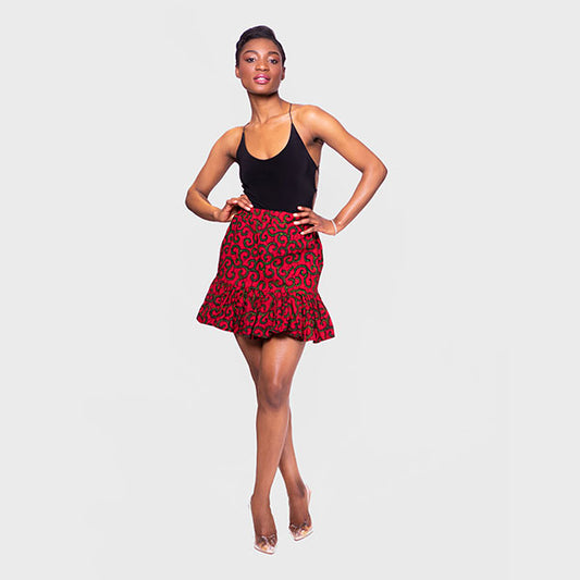 African Print Nneka Frill Hem Skirt