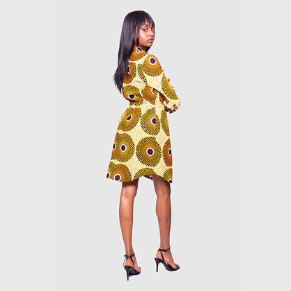 African Print Nia Tie Shirt Dress