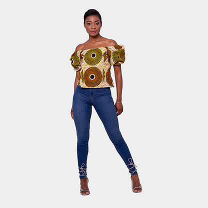 African Print Imani Puffy Sleeve Top