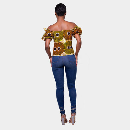 African Print Imani Puffy Sleeve Top