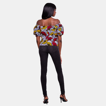 African Print Anissa Puffy Sleeve Top