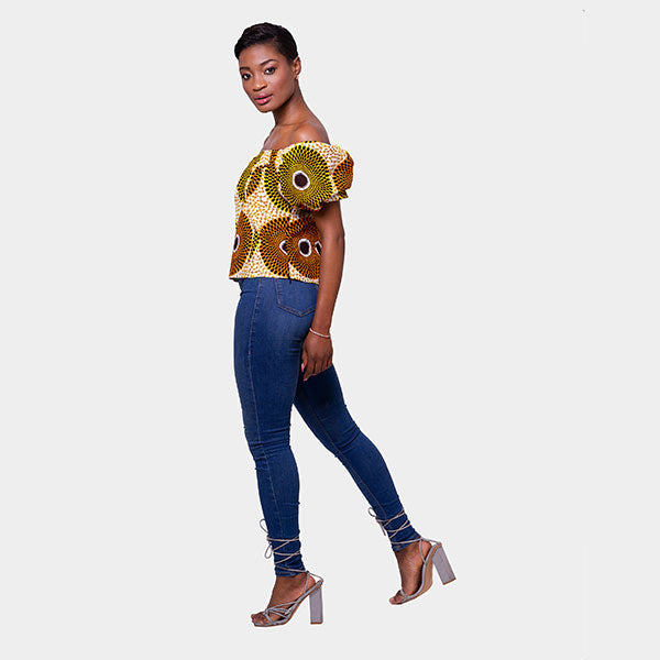 African Print Imani Puffy Sleeve Top