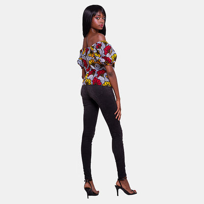 African Print Anissa Puffy Sleeve Top