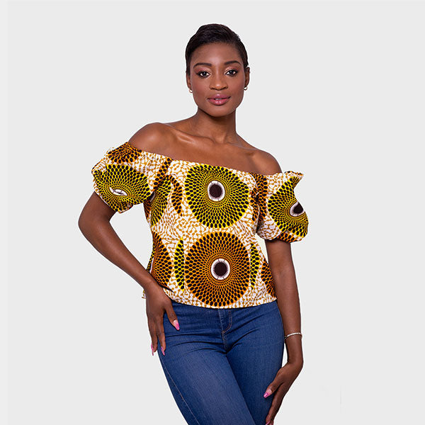 African Print Imani Puffy Sleeve Top
